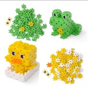 Chick and Frog Colorful Building Blocks Set of Two